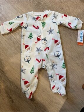 NEW Carter's Christmas Santa holiday fleece jammies pajamas sleeper pjs footed